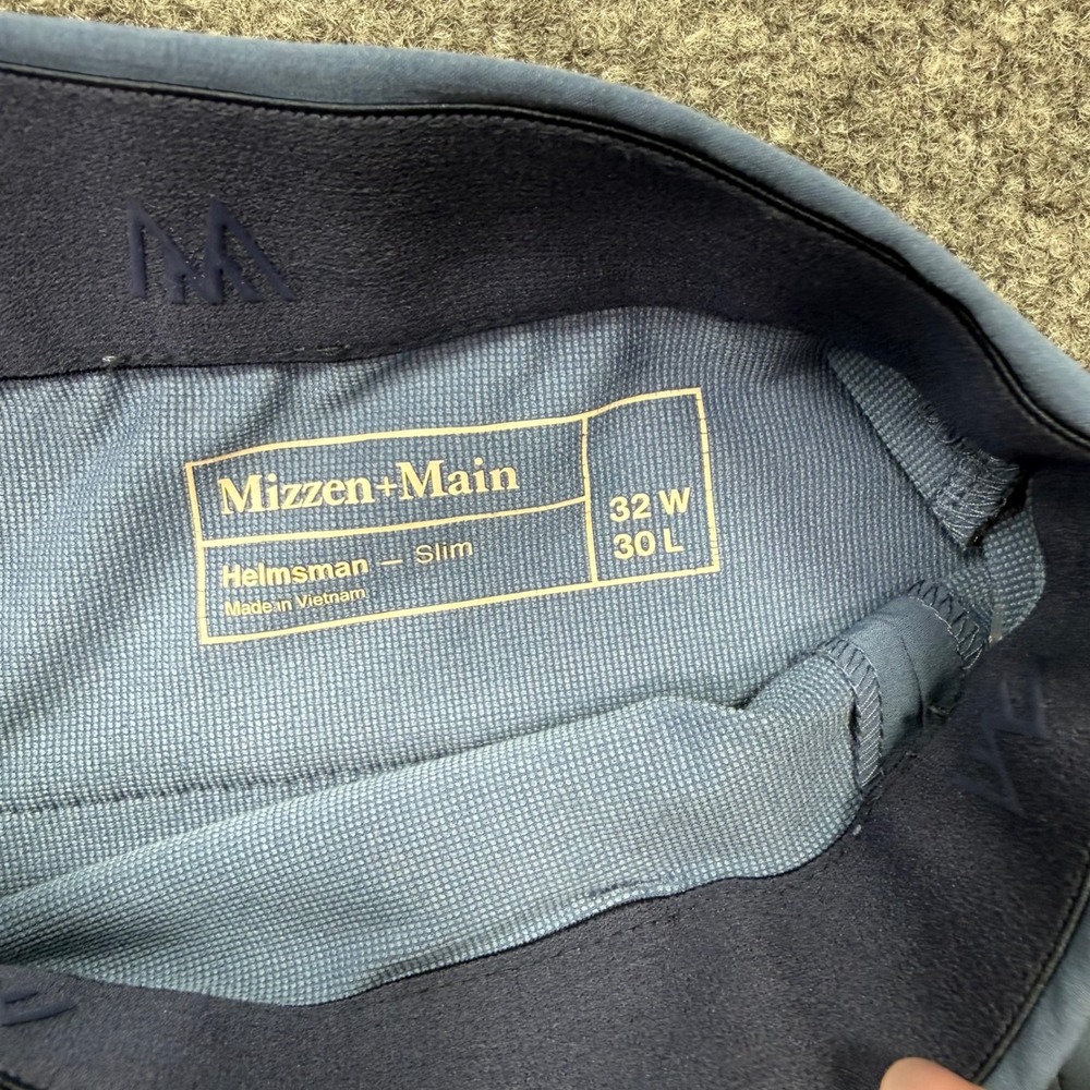 Mizzen + Main Helmsman Slim Blue Performance Chino Golf Pants 32W 30L Mens - Picture 4 of 9